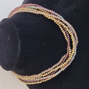Chic Beaded Necklace Multi Shade And Gold